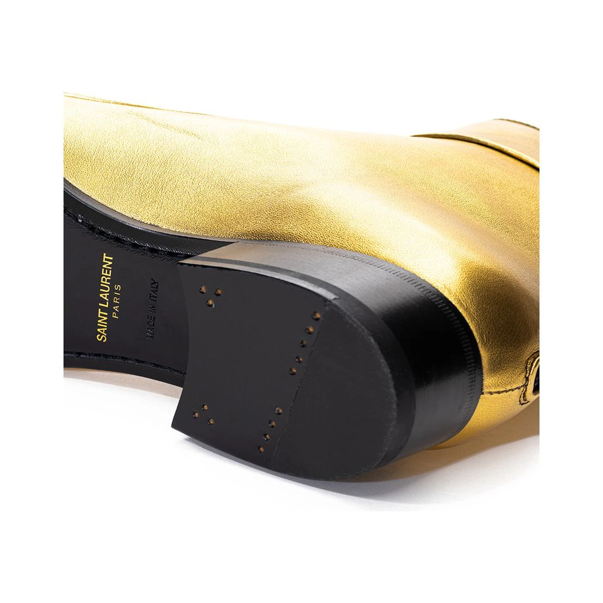 Gold Leather Ankle Boots