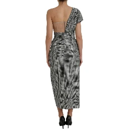 Gray Beige Layered One Shoulder Maxi Dress