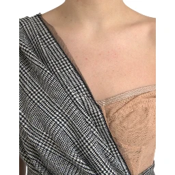 Gray Beige Layered One Shoulder Maxi Dress