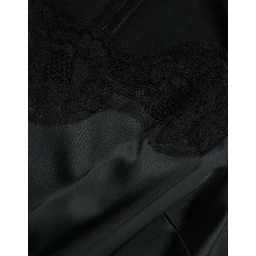 Black Polyester Lace Trim Sheath Midi Dress
