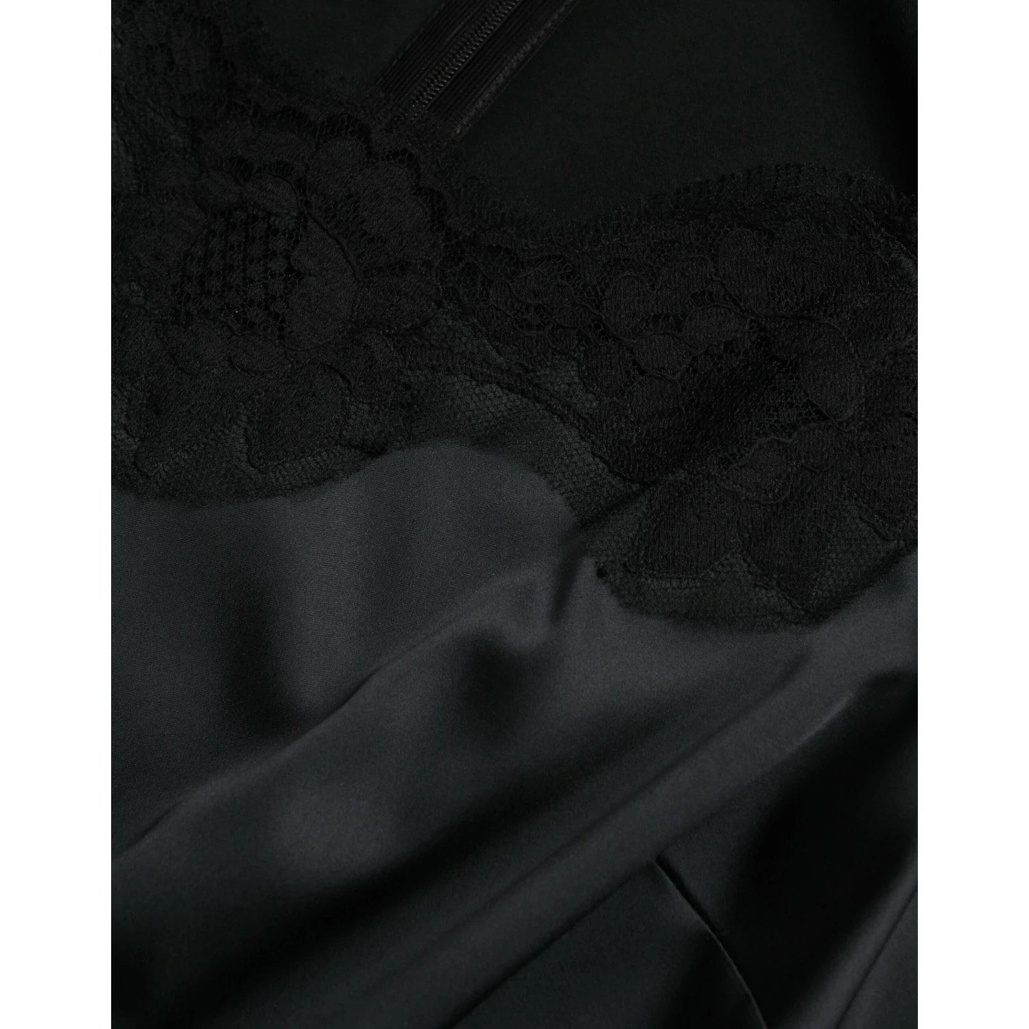 Black Polyester Lace Trim Sheath Midi Dress