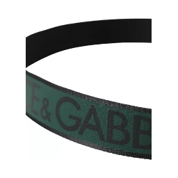 Black Green Logo Silver Metal Buckle Belt