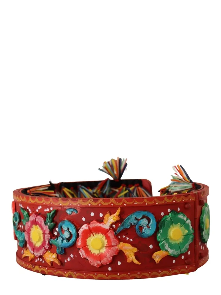 Multicolor Floral Wide Waist Carretto Belt