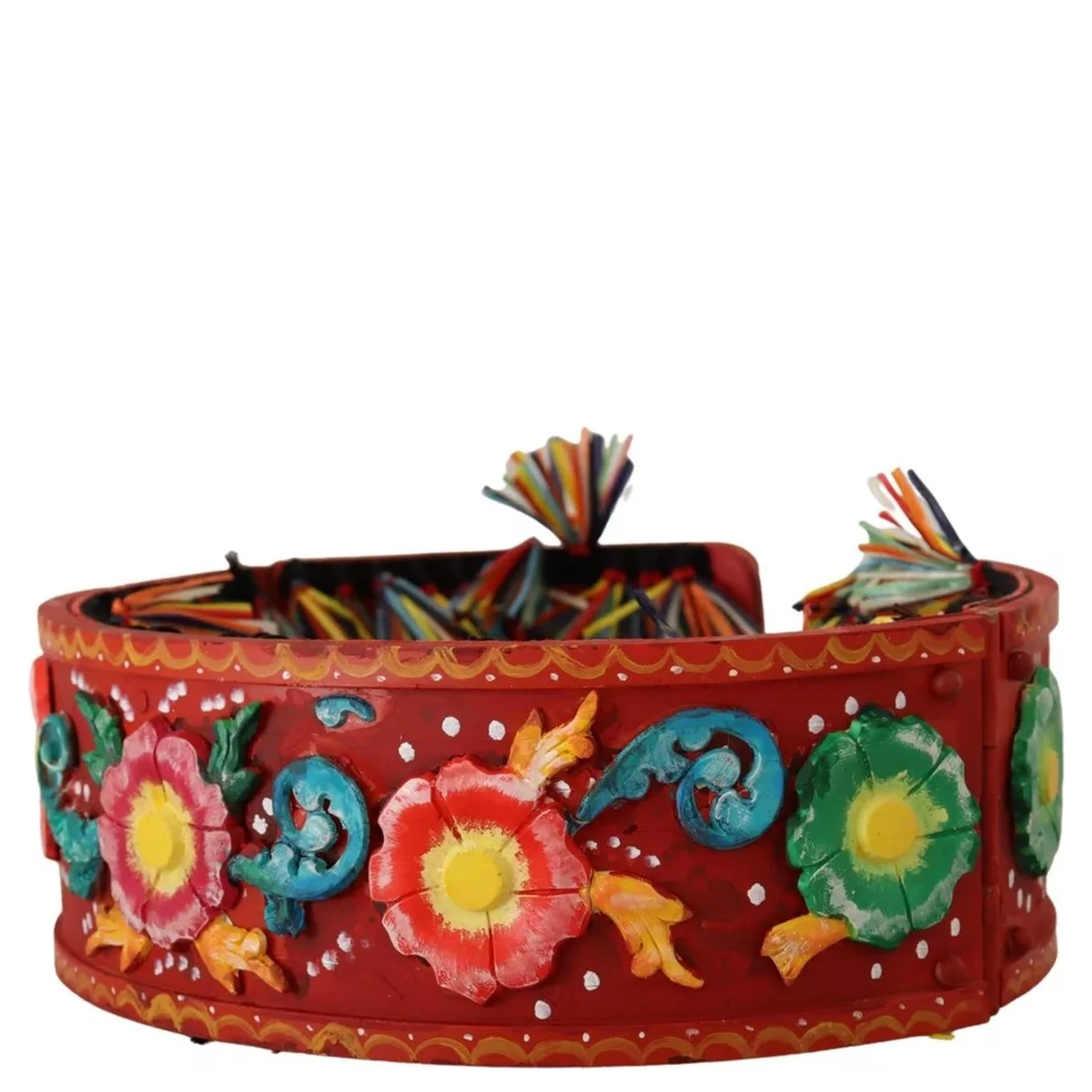 Multicolor Floral Wide Waist Carretto Belt