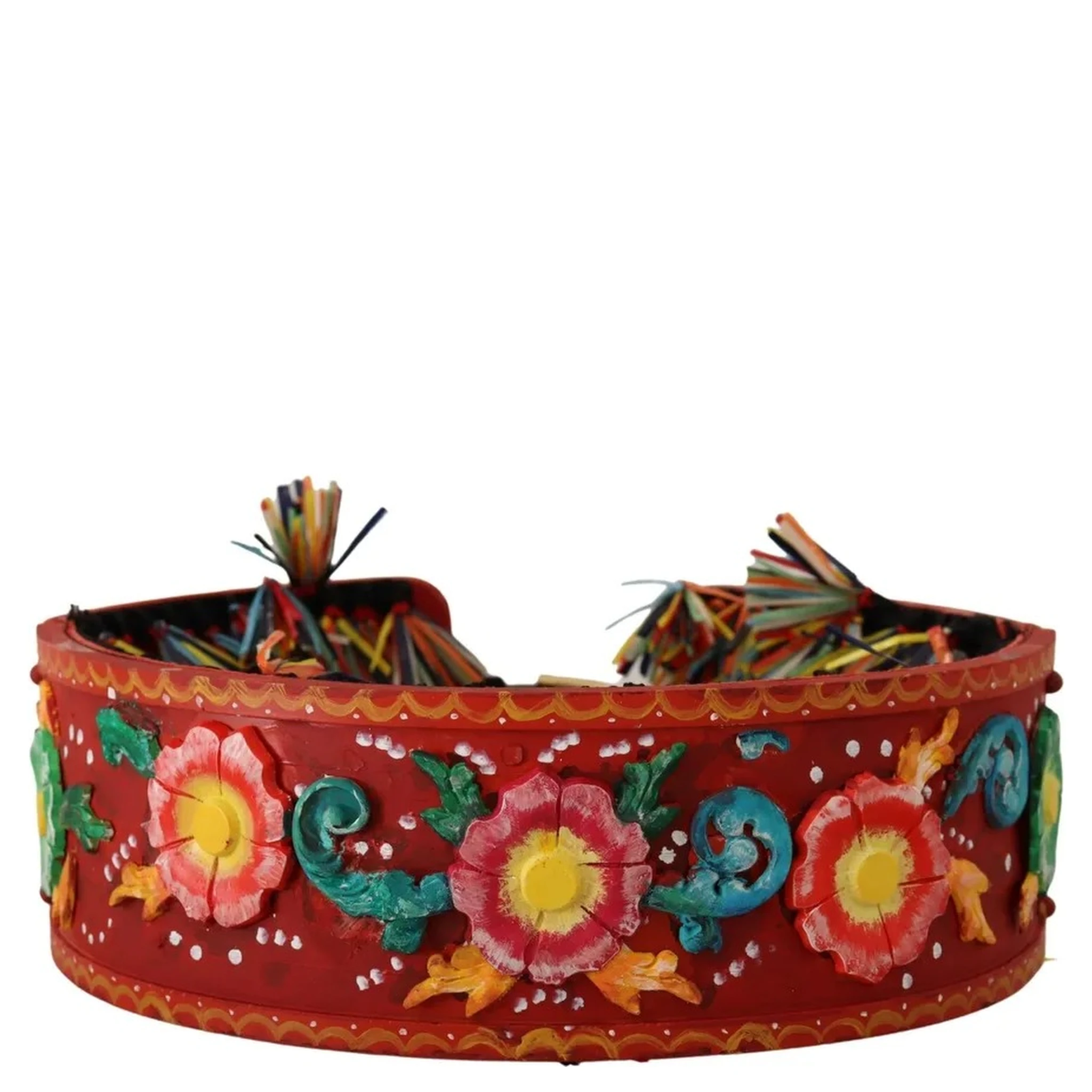 Multicolor Floral Wide Waist Carretto Belt