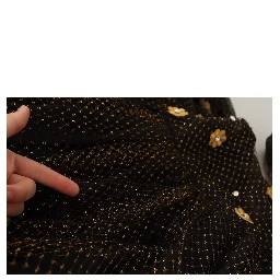 Black Crystal Floral Maxi Ball Gown Dress