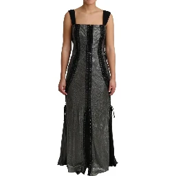 Black Crystals Lace Up Runway Gown Dress