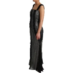 Black Crystals Lace Up Runway Gown Dress