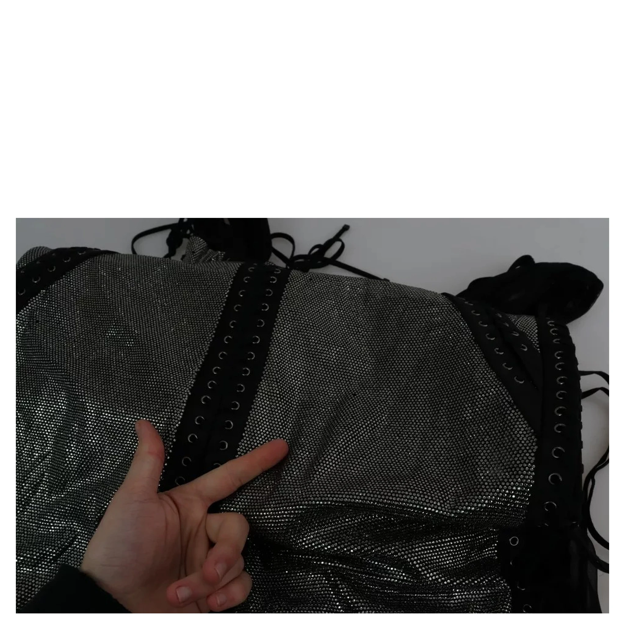 Black Crystals Lace Up Runway Gown Dress