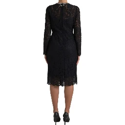 Black Nylon Lace Embellished Sheath Dress