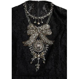 Black Nylon Lace Embellished Sheath Dress