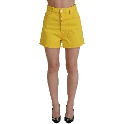 Yellow Cotton High Waist Baggy Women Hotpants Shorts