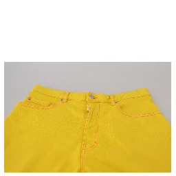 Yellow Cotton High Waist Baggy Women Hotpants Shorts