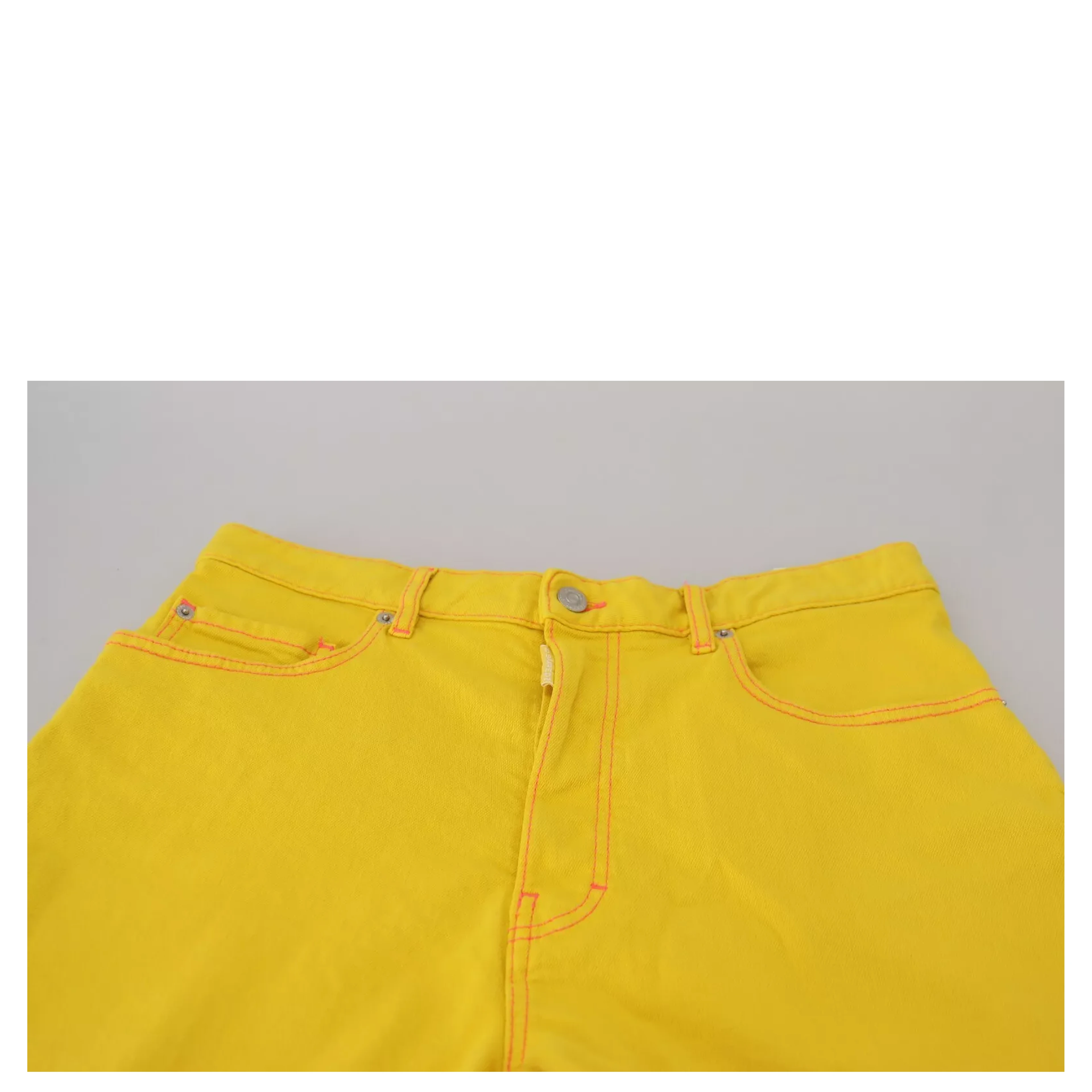 Yellow Cotton High Waist Baggy Women Hotpants Shorts