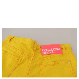 Yellow Cotton High Waist Baggy Women Hotpants Shorts