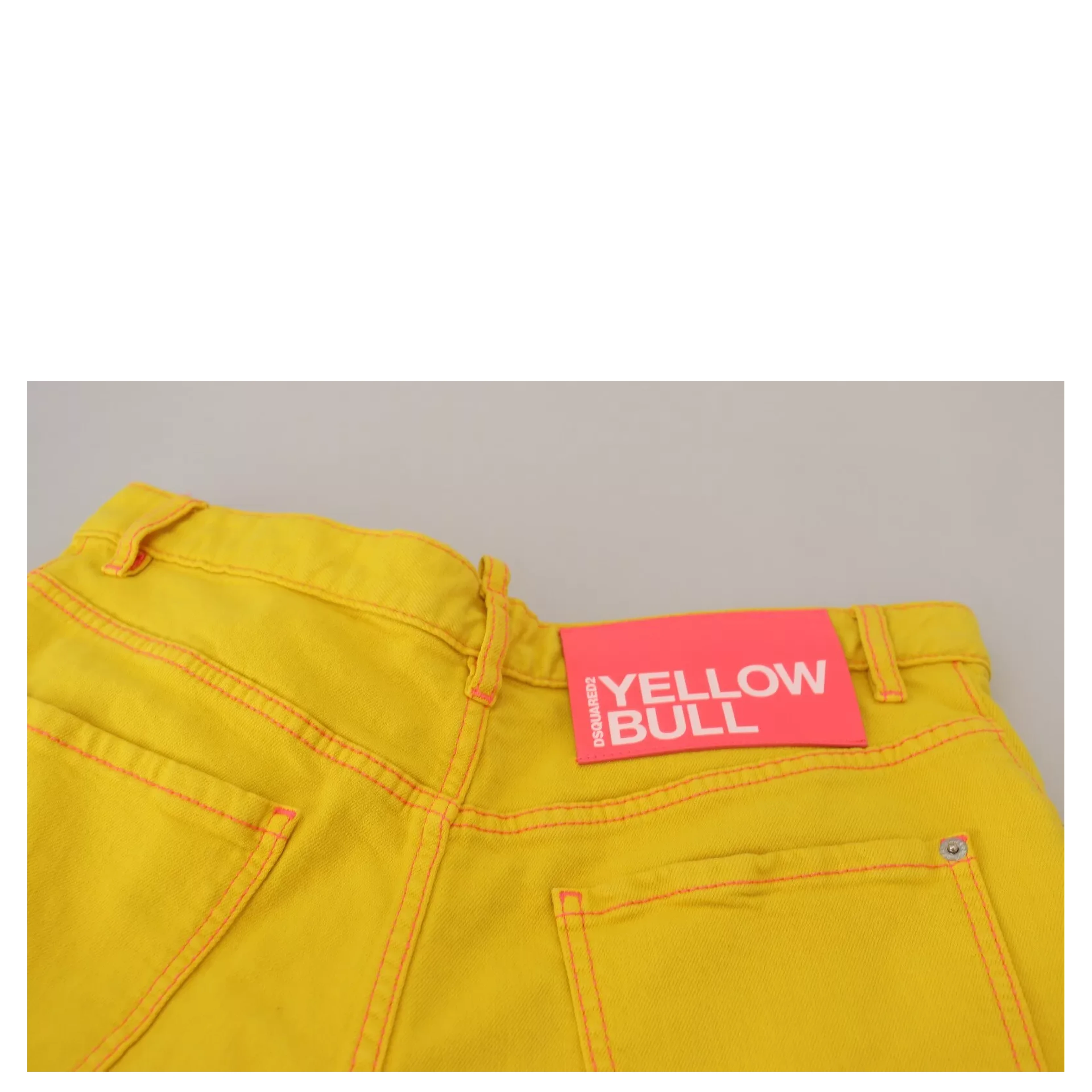 Yellow Cotton High Waist Baggy Women Hotpants Shorts