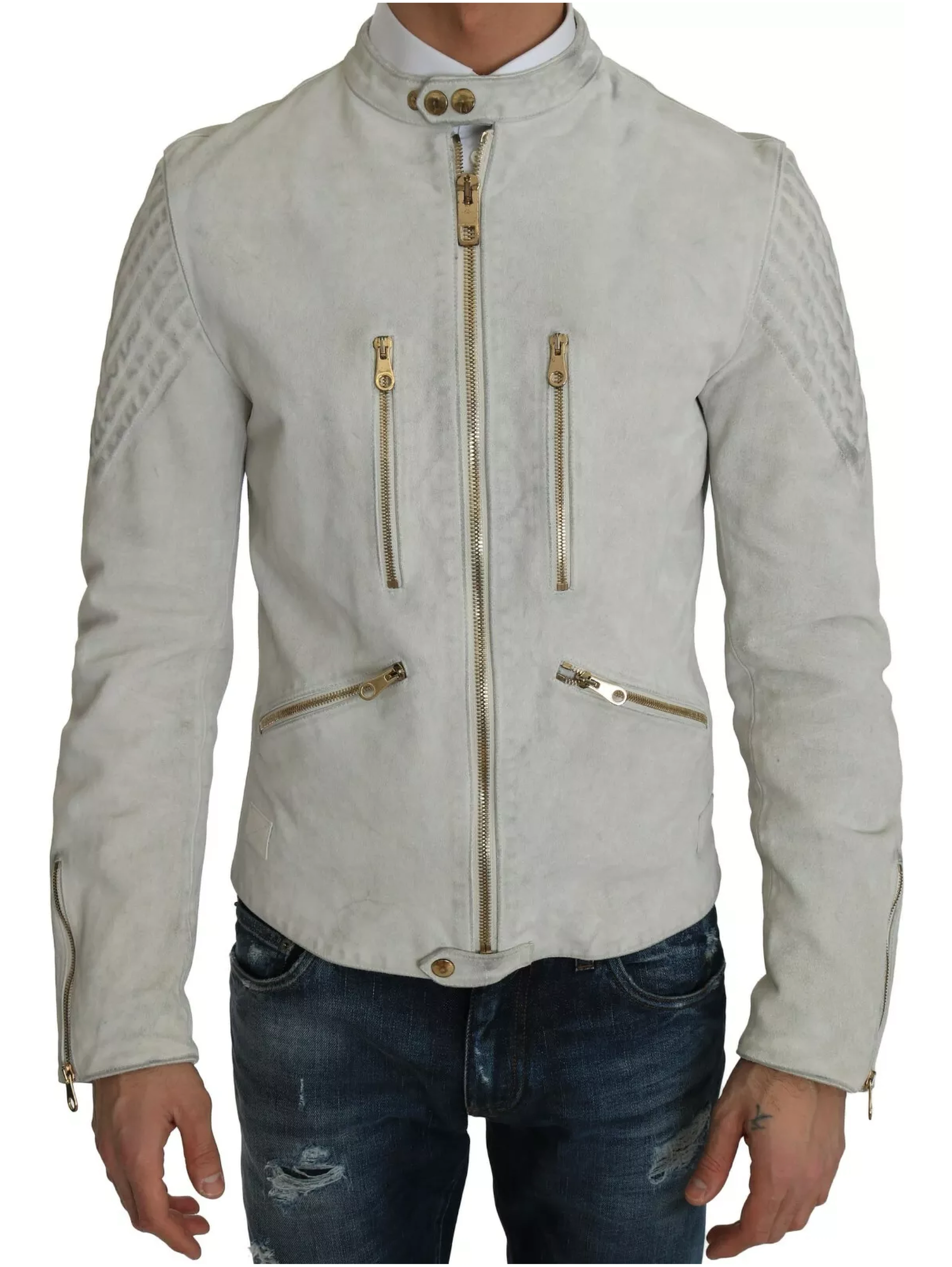 Leather White Biker Motorcycle Jacket