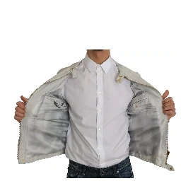 Leather White Biker Motorcycle Jacket