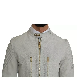 Leather White Biker Motorcycle Jacket