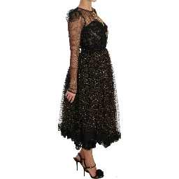 Black Gold Crystal Heart A-line Dress