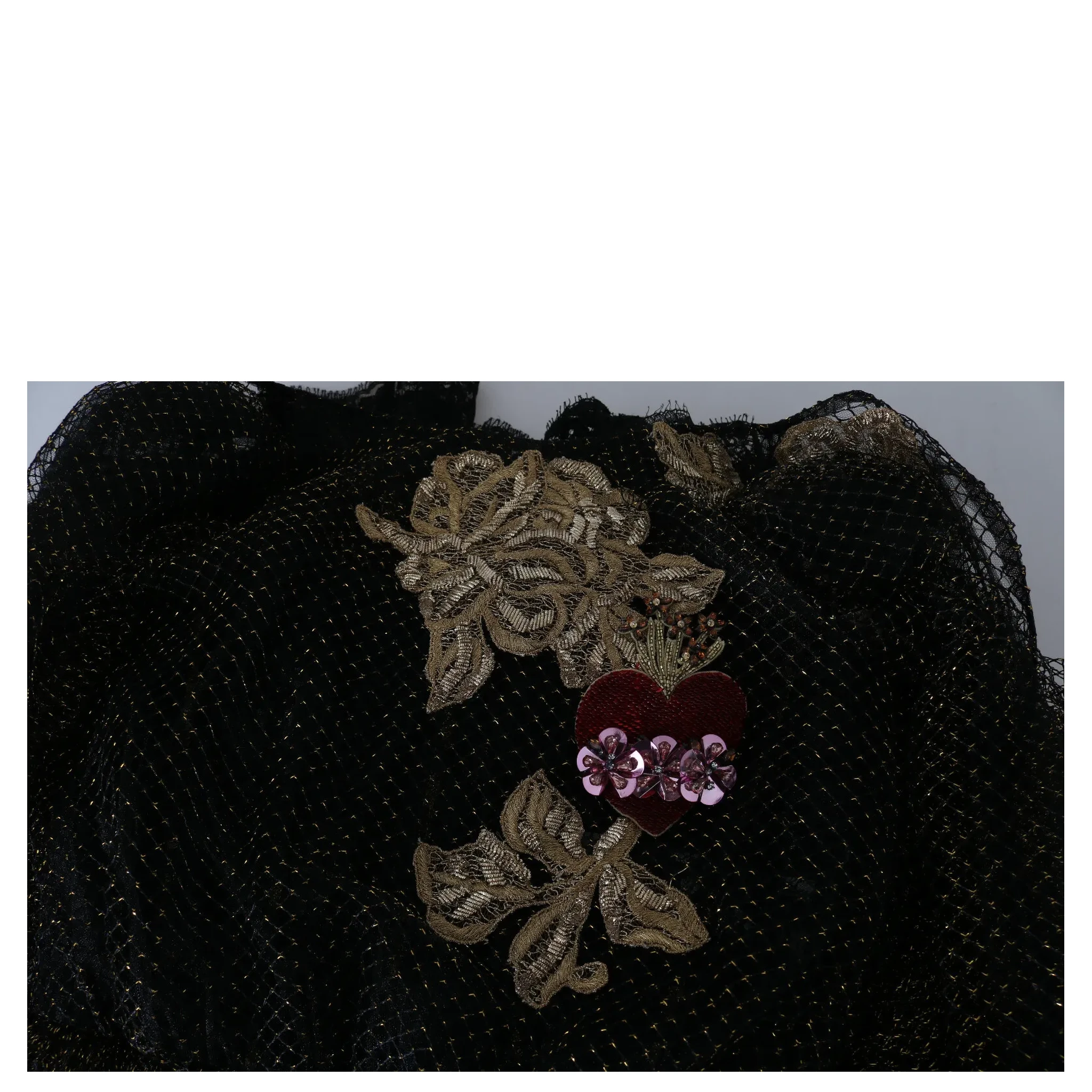 Black Gold Crystal Heart A-line Dress