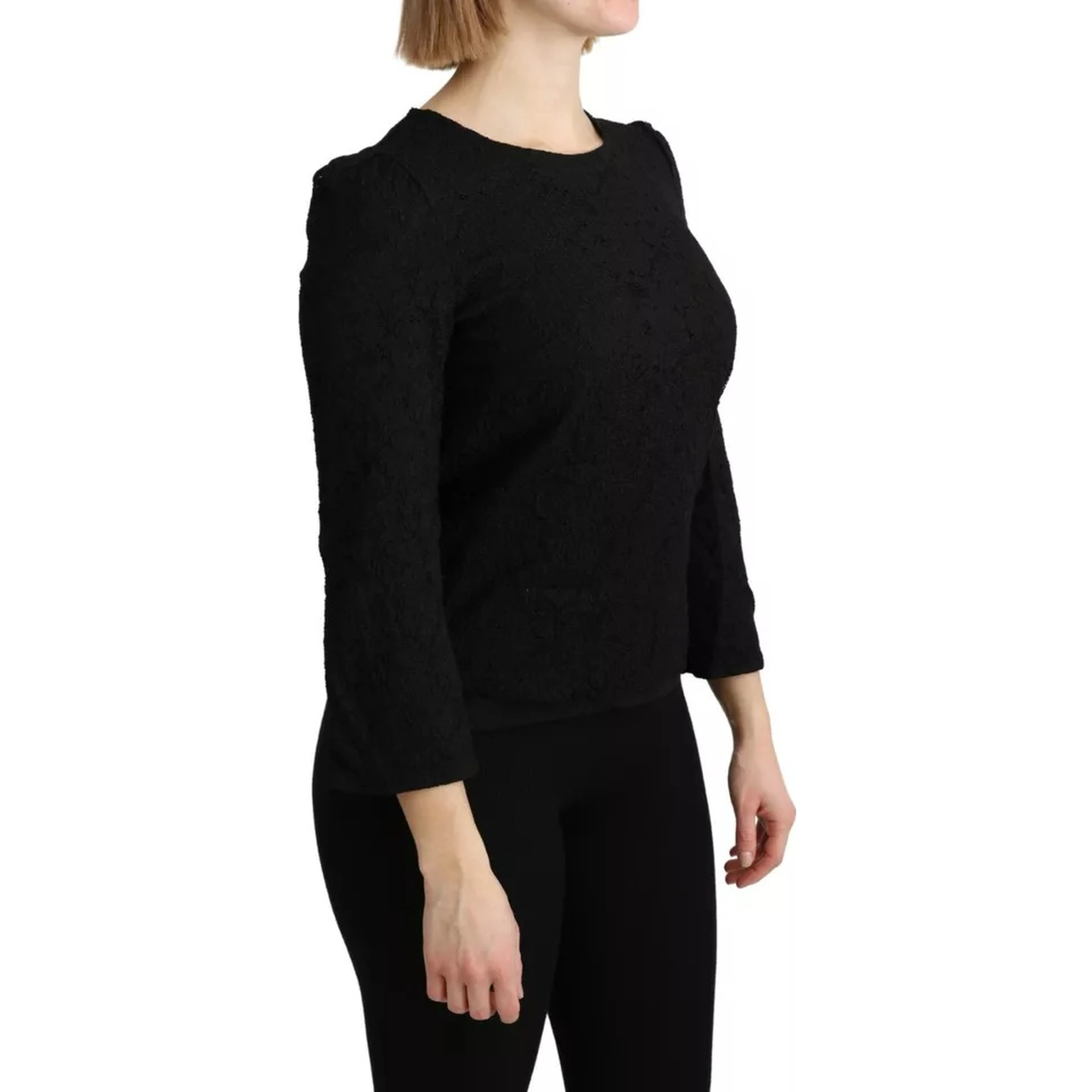 Black Lace Long Sleeves Blouse STAFF Top