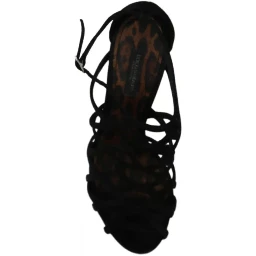 Black Suede Ankle Strap Stiletto Shoes