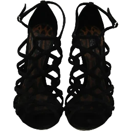 Black Suede Ankle Strap Stiletto Shoes
