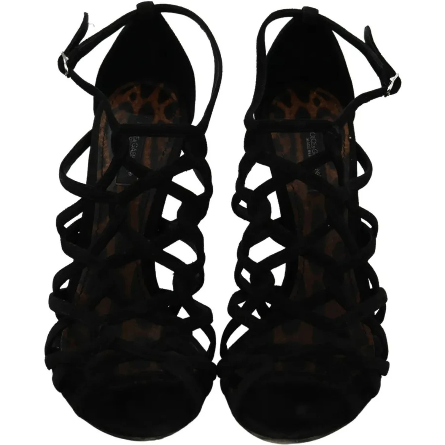 Black Suede Ankle Strap Stiletto Shoes