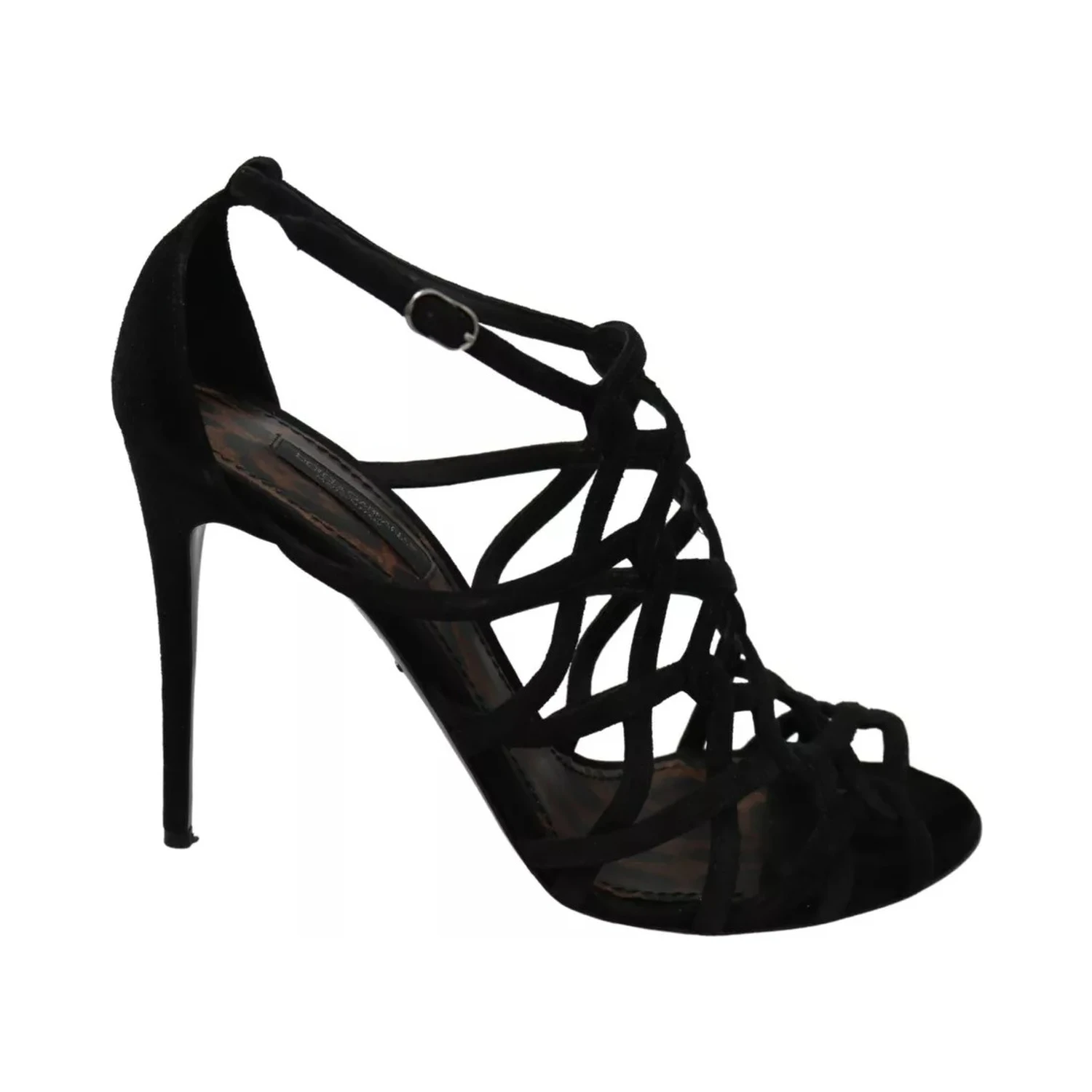 Black Suede Ankle Strap Stiletto Shoes