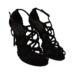 Black Suede Ankle Strap Stiletto Shoes