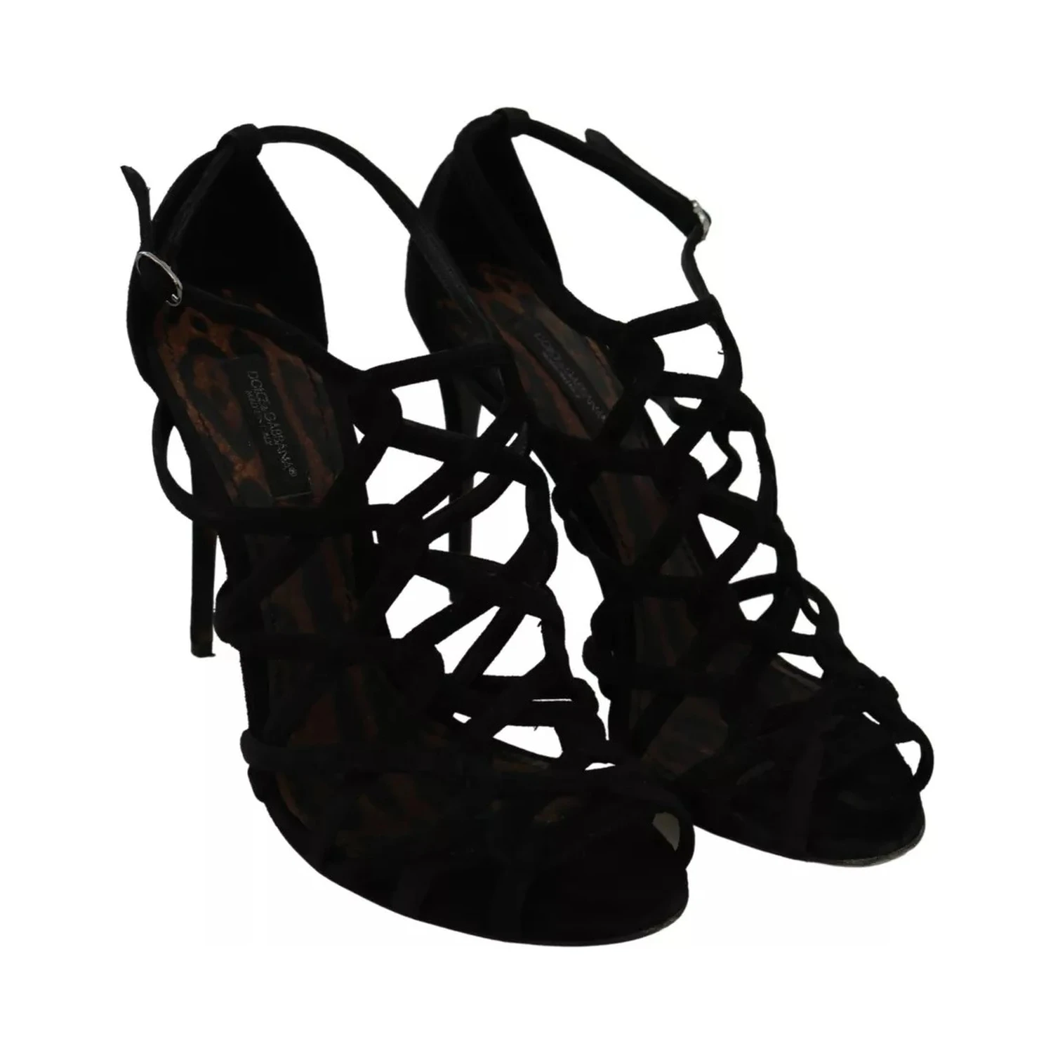 Black Suede Ankle Strap Stiletto Shoes