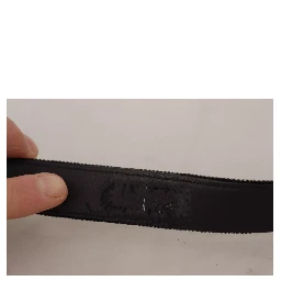 Black Classic Leather Silver Metal Buckle Belt