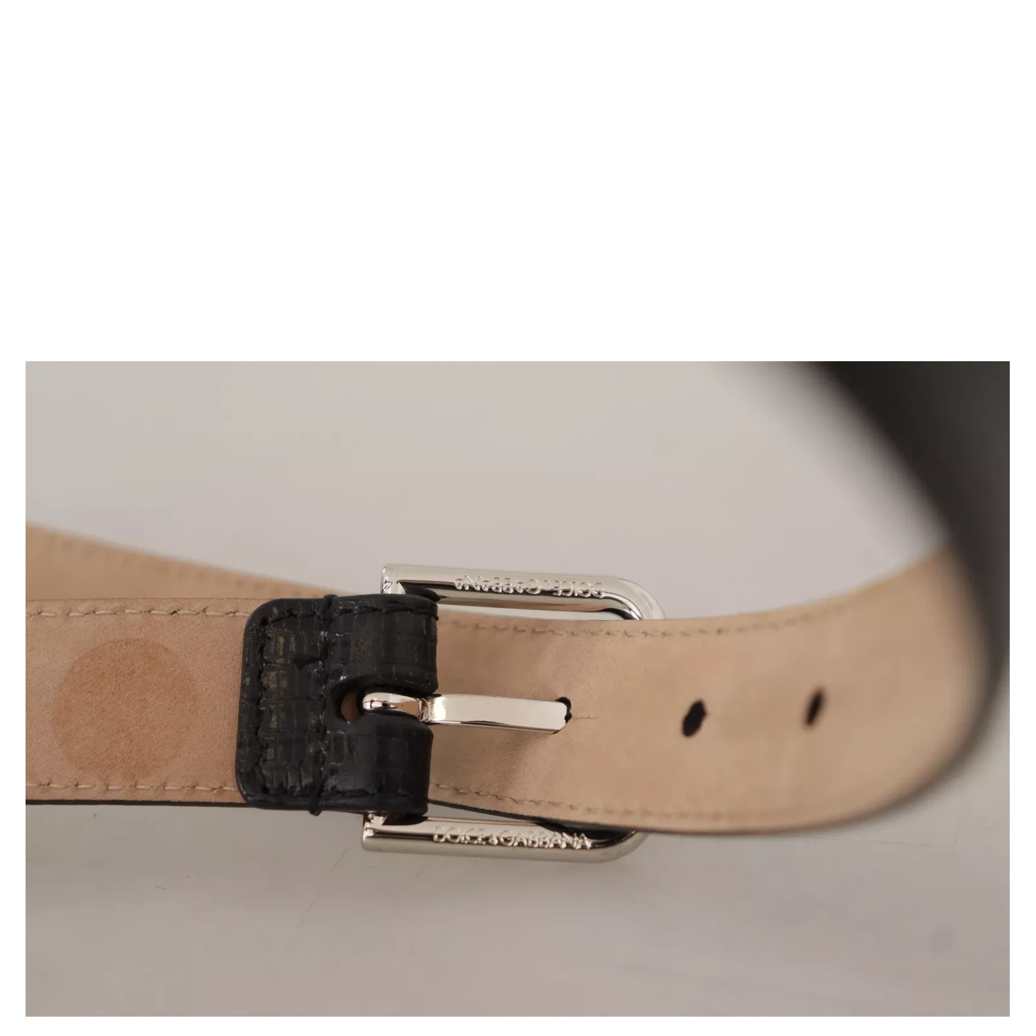 Black Classic Leather Silver Metal Buckle Belt
