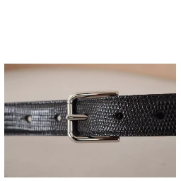 Black Classic Leather Silver Metal Buckle Belt