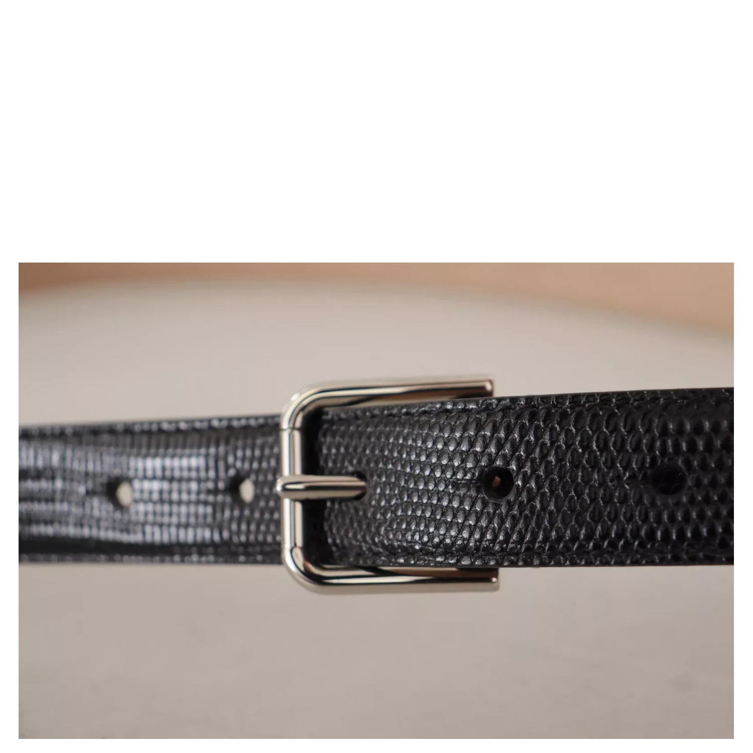 Black Classic Leather Silver Metal Buckle Belt