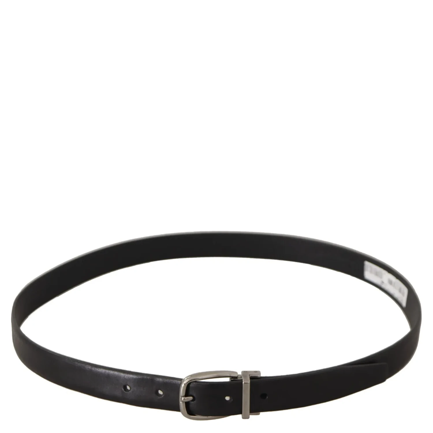 Black Classic Leather Silver Tone Metal Buckle Belt