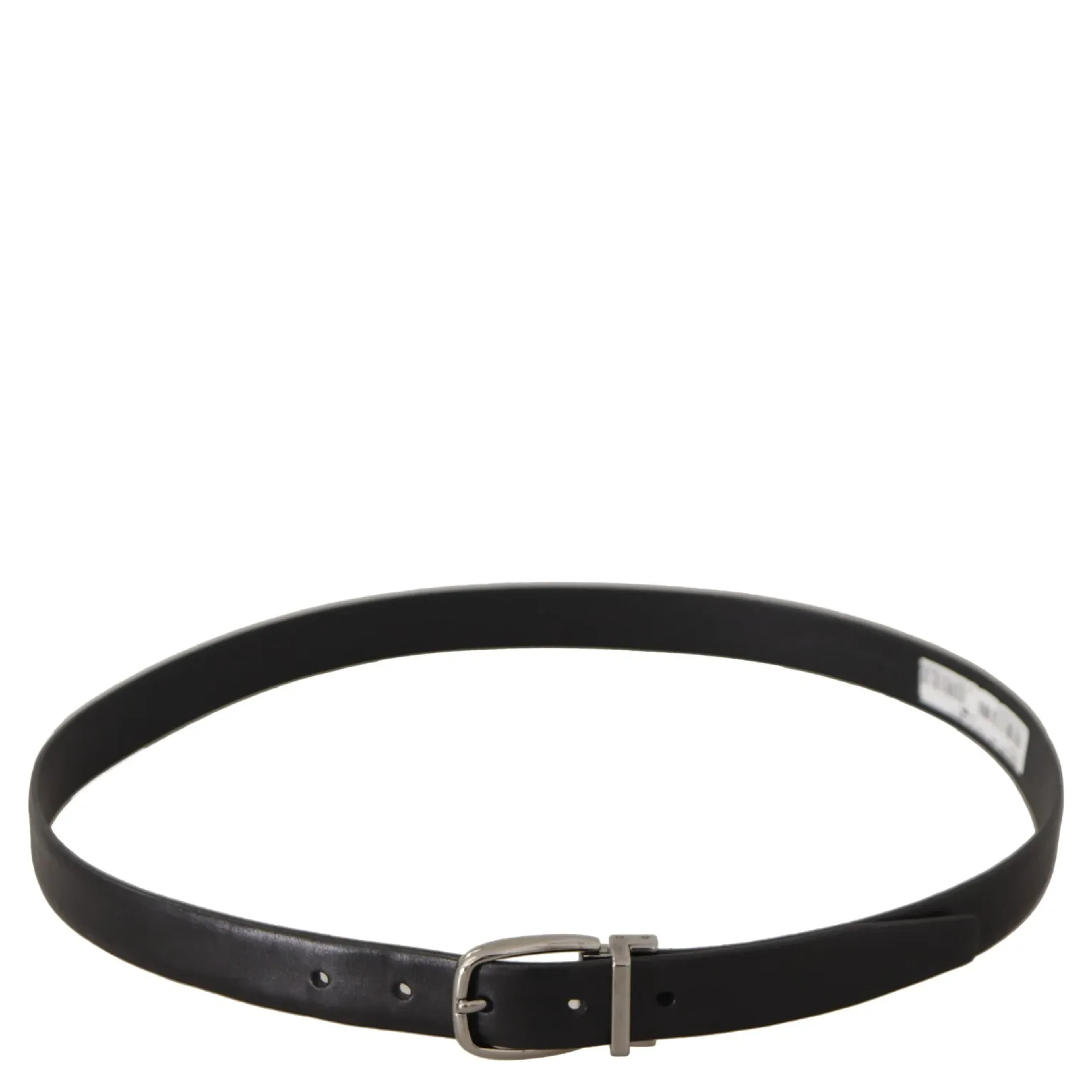 Black Classic Leather Silver Tone Metal Buckle Belt