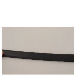 Black Classic Leather Silver Tone Metal Buckle Belt