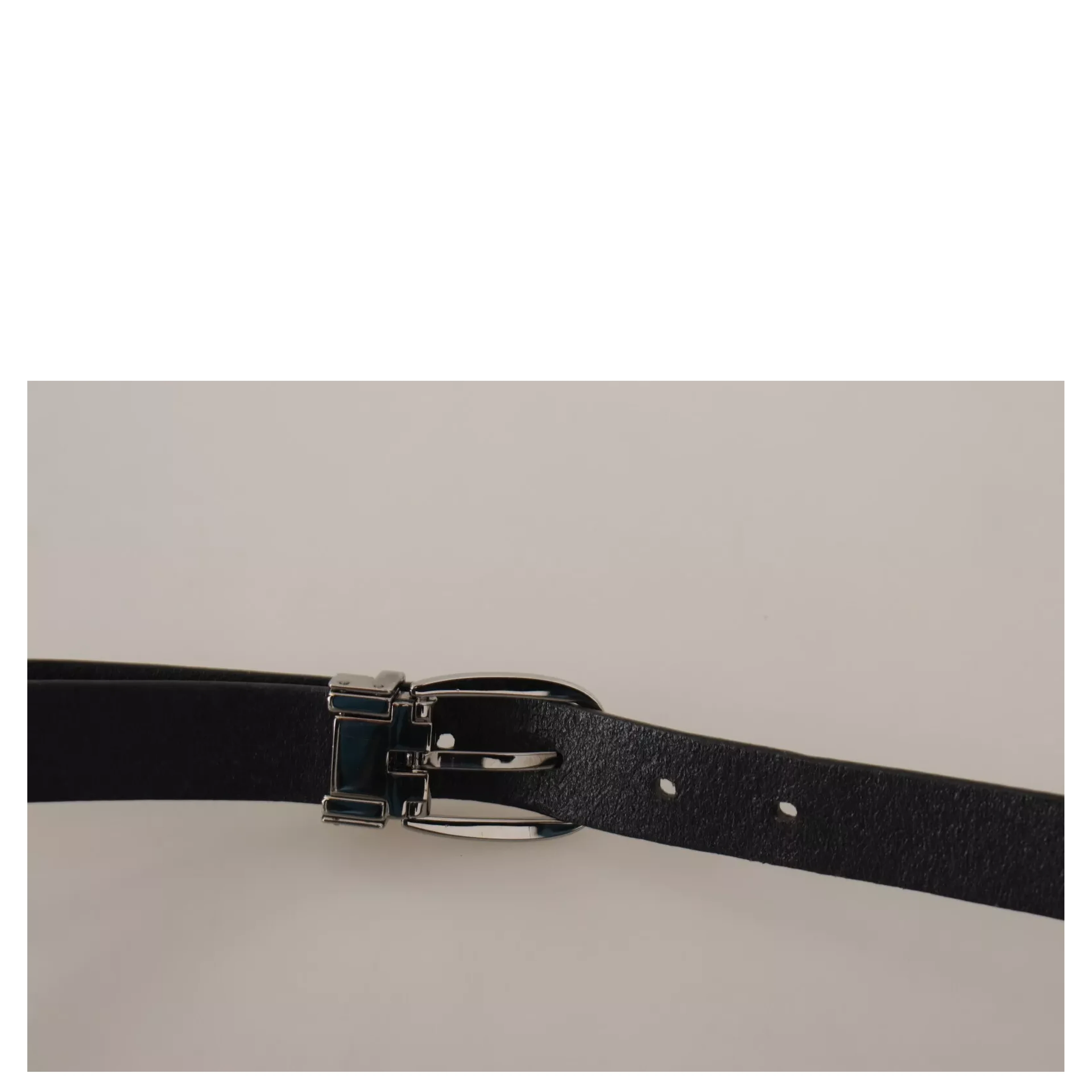 Black Classic Leather Silver Tone Metal Buckle Belt