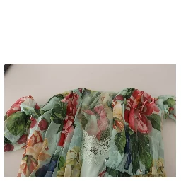 Green Floral Long Sleeve V-neck Midi Dress