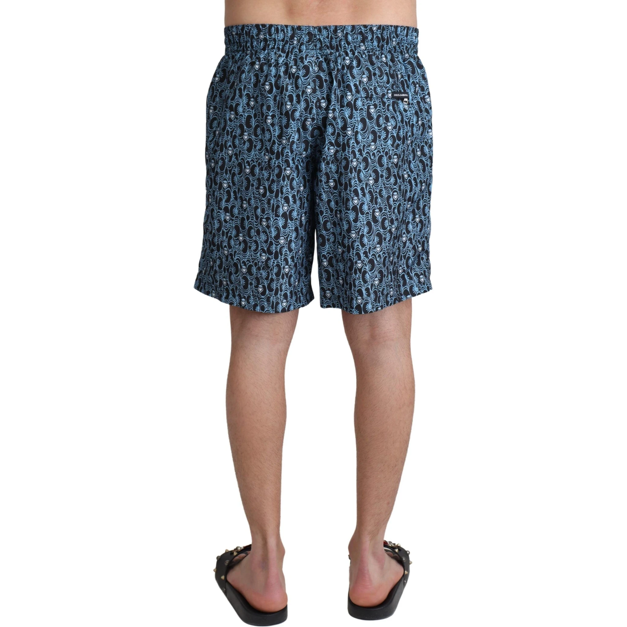 Blue Patterned Print Beachwear Shorts Swimwear