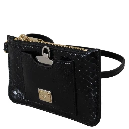 Black Leather Coin Purse Wristlet Mirror Agnese Wallet