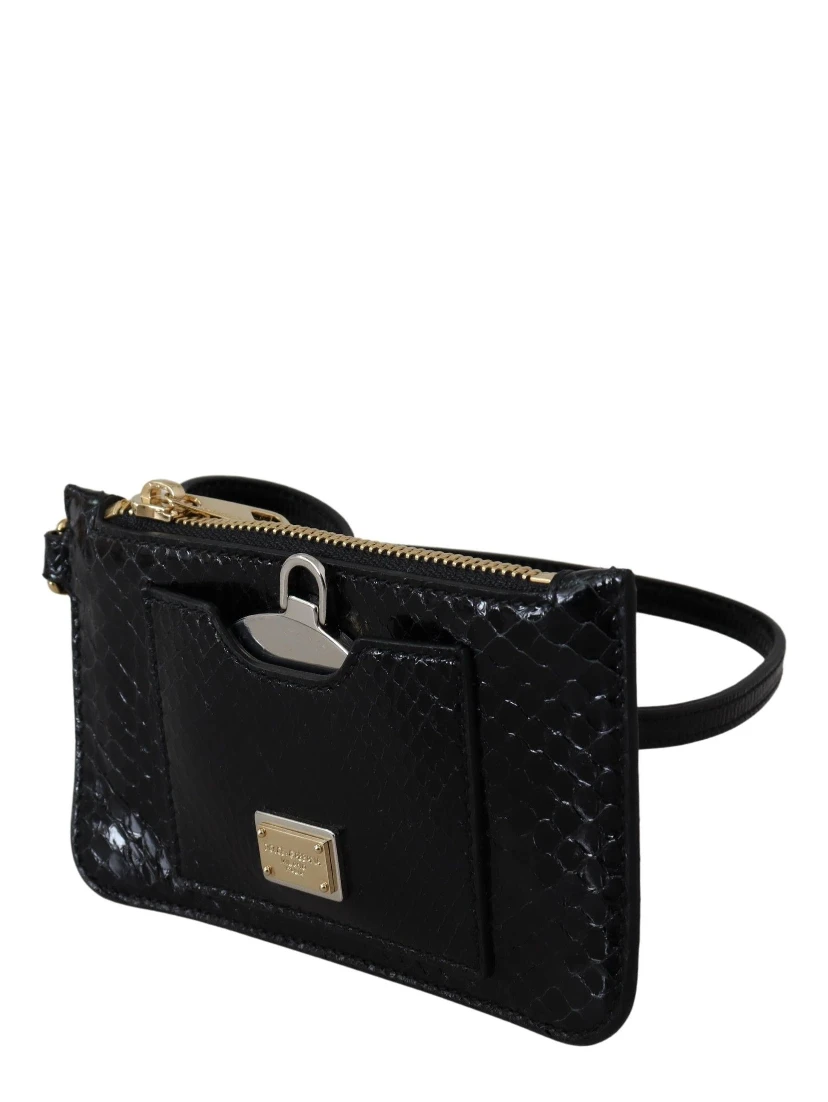 Black Leather Coin Purse Wristlet Mirror Agnese Wallet