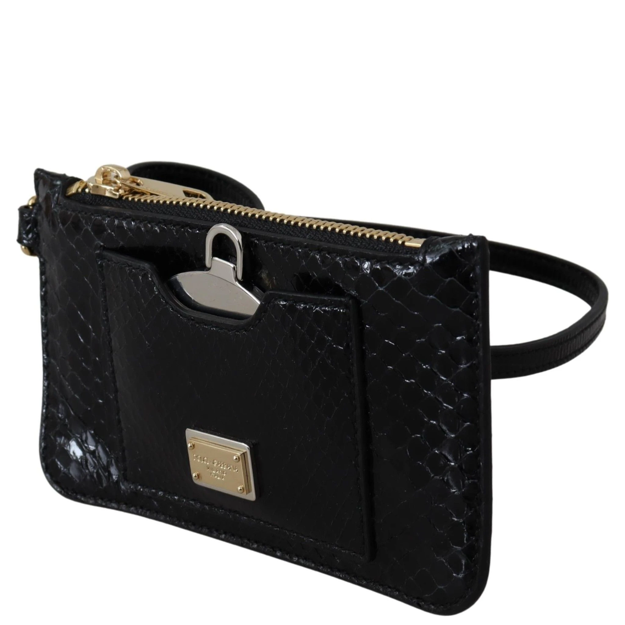 Black Leather Coin Purse Wristlet Mirror Agnese Wallet