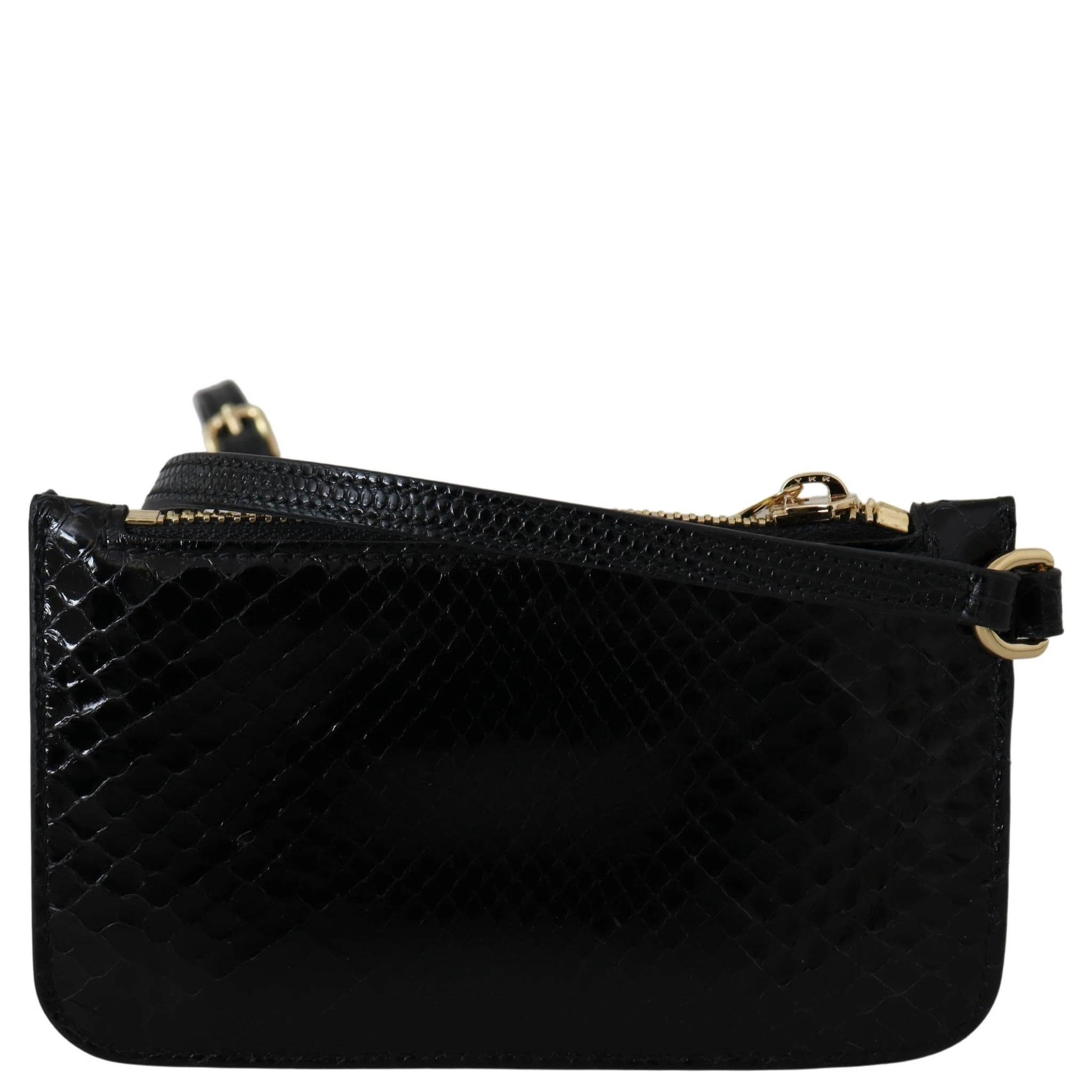 Black Leather Coin Purse Wristlet Mirror Agnese Wallet