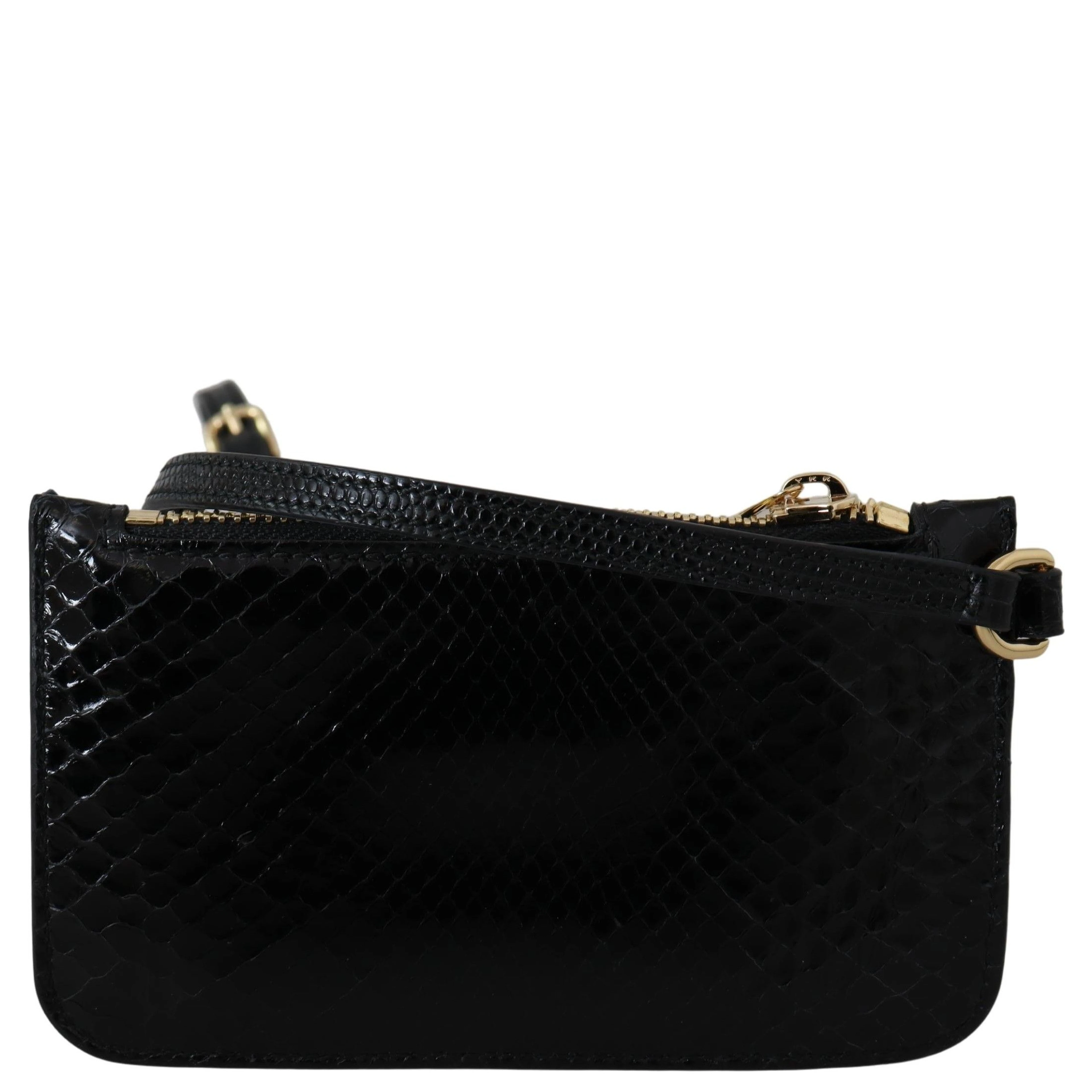 Black Leather Coin Purse Wristlet Mirror Agnese Wallet