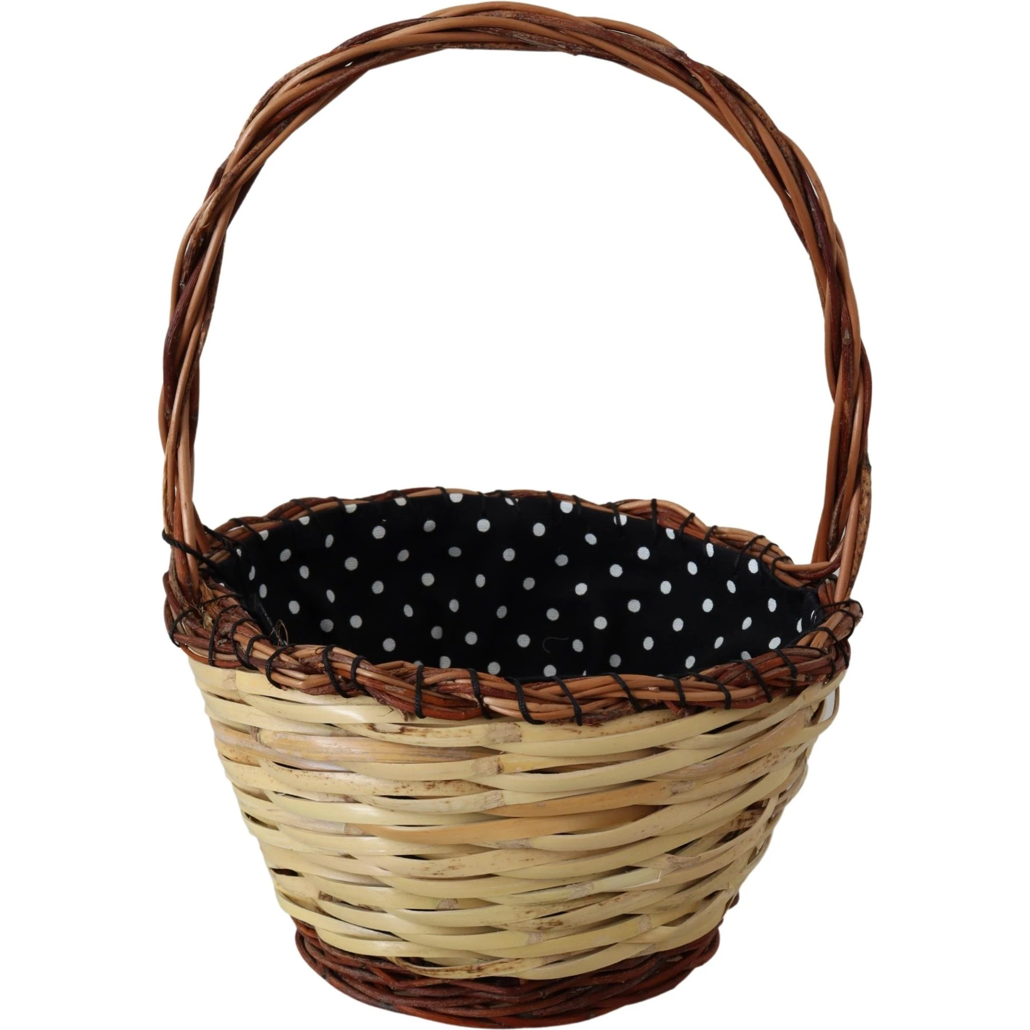 Beige Wood Wicker Rattan Basket Tote Bag