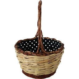 Beige Wood Wicker Rattan Basket Tote Bag