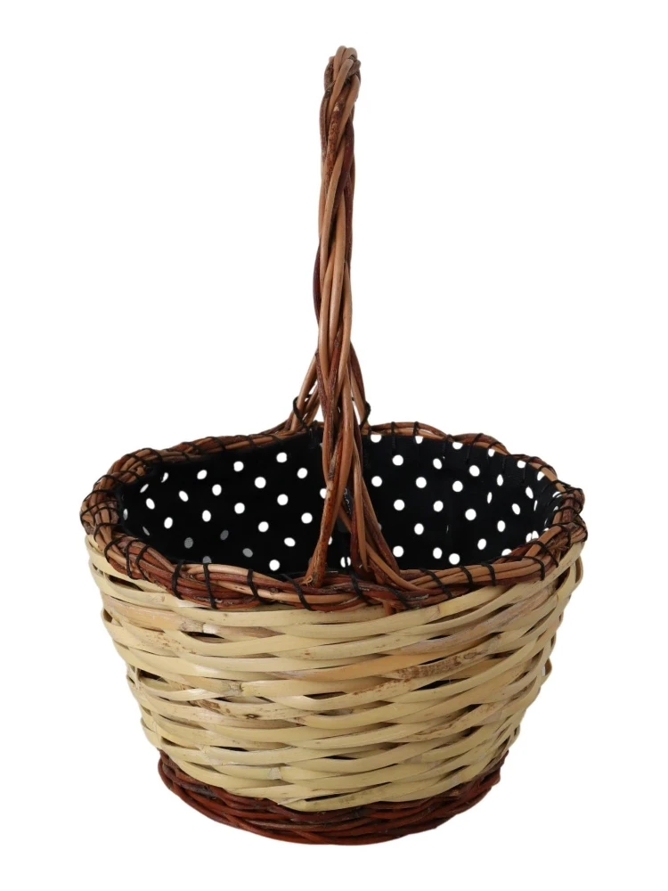 Beige Wood Wicker Rattan Basket Tote Bag alternative